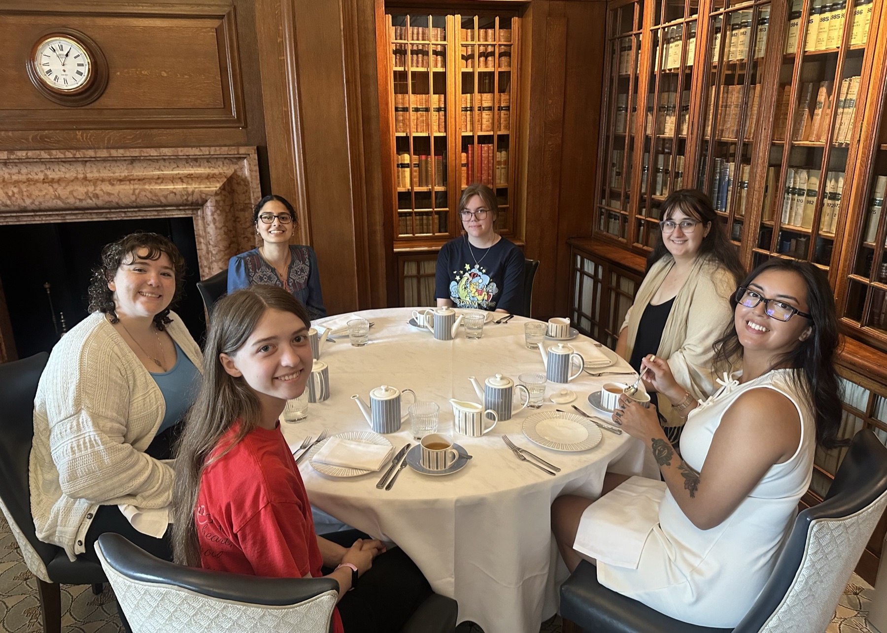 Afternoon tea at the library at old county hall in London, Summer 2025