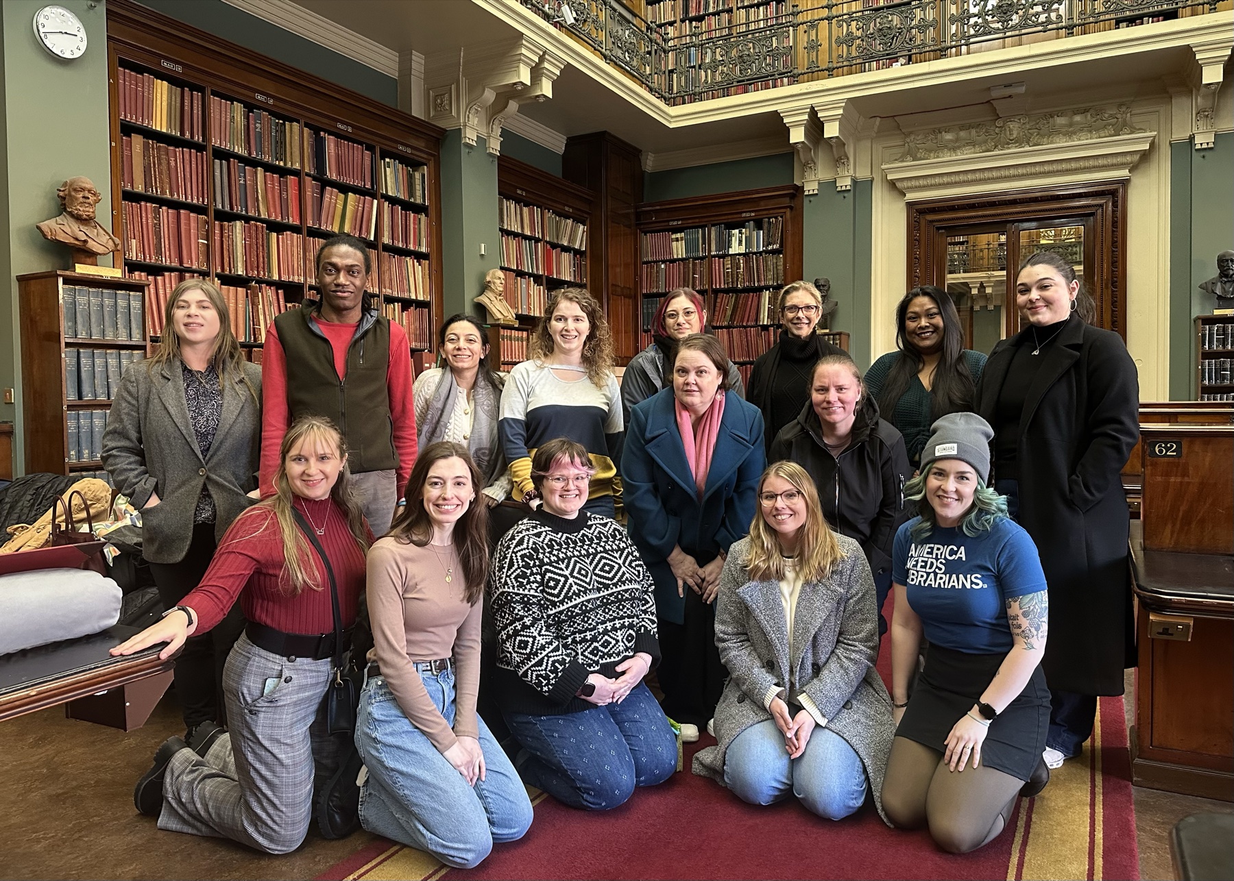 Winter in London 2026 group photo at the Victoria & Albert Museum National Art Library